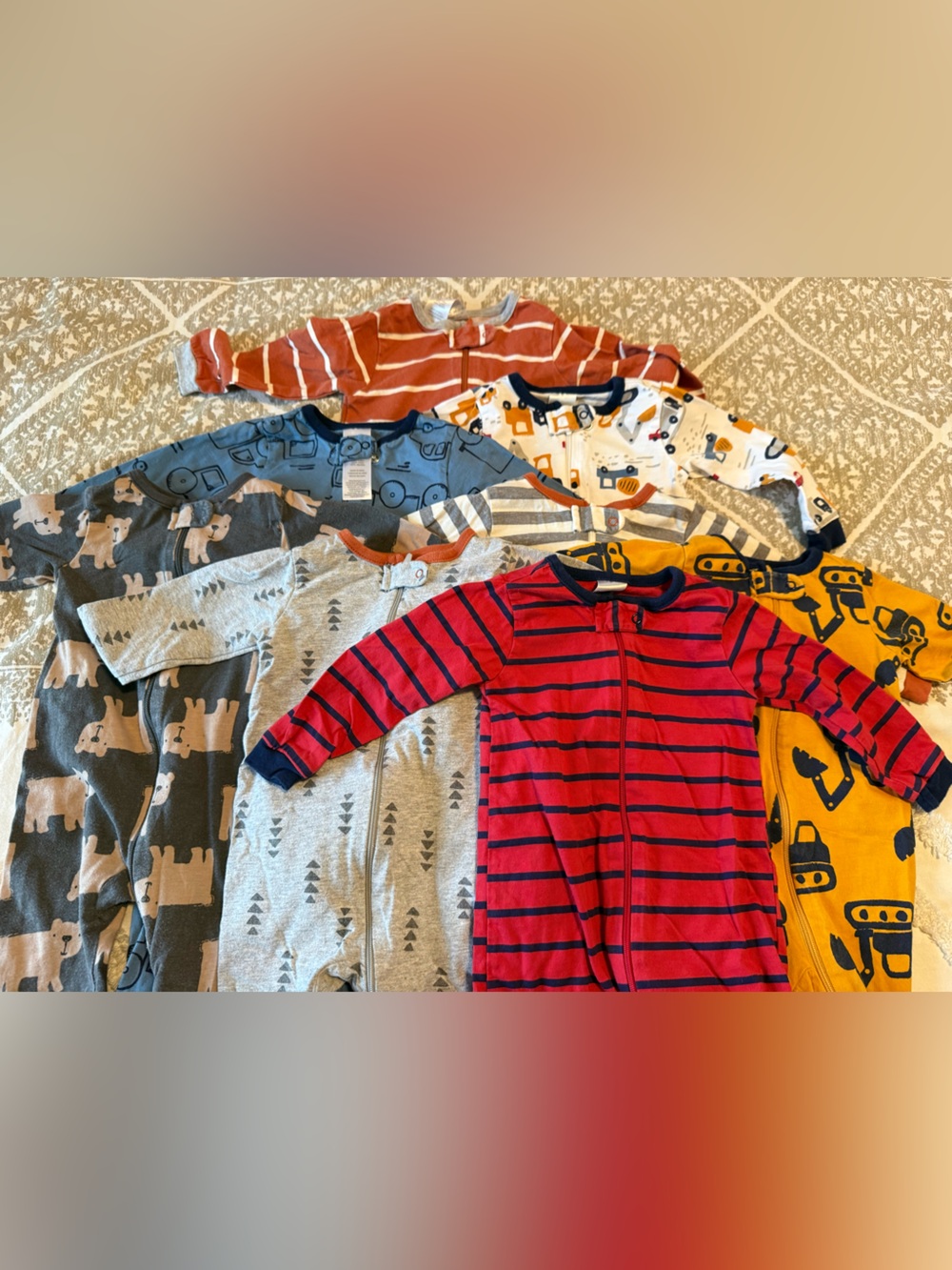 Lot of eight Kids Footie One-Pieces 100% cotton Like New 6-9 months